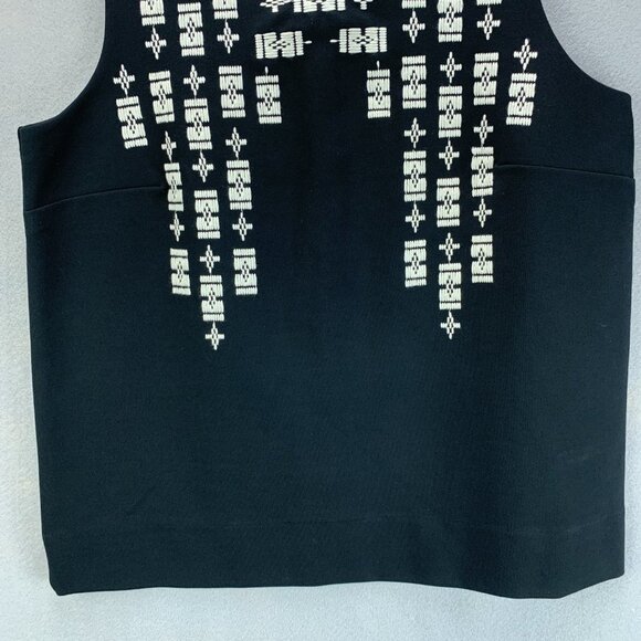 Madewell‎ Top Womens Small Black Sleeveless Embroidered Stretch Back Zip - Picture 3 of 13